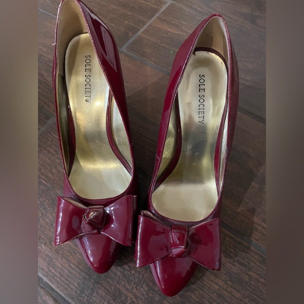 Sole Society red patent wedge heels